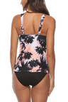 Tree Print V Neck Bowknot Front Tankini Set