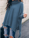 Autumn/Winter Solid Color Fashion Split Irregular High Neck Long Sleeve Sweater