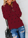 Pom-Pom Trim Polka Dots Pullover Sweater