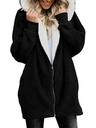 Zipper Cashmere Solid Long Sleeve Hoodie Coats