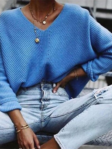 Women's Fall/Winter Loose V-neck Top Sweater