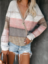 New Autumn/Winter New Loose Color Matching Striped V-neck Sweater