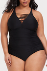 Black Plunging Ladder One-Piece Swimsuit