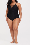 Black Plunging Ladder One-Piece Swimsuit