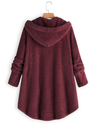 Fleece Hooded Asymmetrical Hem Button Coat