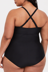 Black Plunging Ladder One-Piece Swimsuit