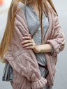 Loose Twist Ladies Mid-length Sweater Coat