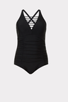 Black Plunging Ladder One-Piece Swimsuit