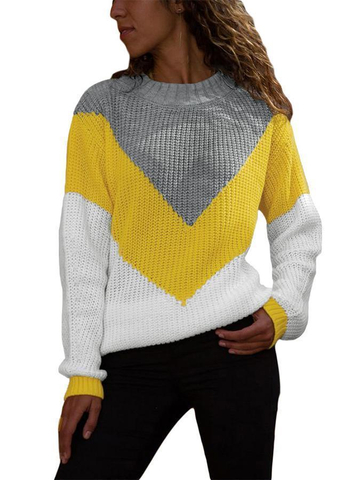 Long Sleeve Patchwork Sweaters