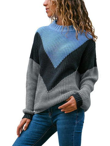 Long Sleeve Patchwork Sweaters