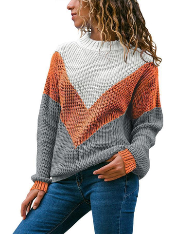 Long Sleeve Patchwork Sweaters