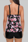 Vintage Floral Print Swimsuit Tie Front Bikini  Beach Wear Tankini Set