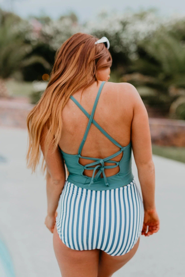 THE LACED UP TANKINI SWIM SUIT IN CACTI