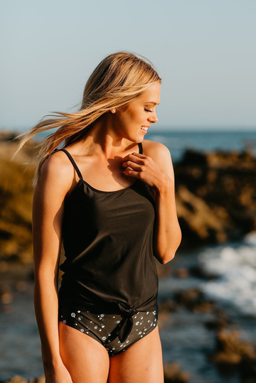 FRONT BLOUSON TANKINI IN BLACK