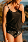 FRONT BLOUSON TANKINI IN BLACK