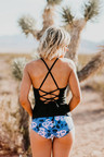 THE LACED UP TANKINI IN BLACK