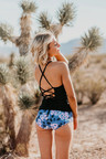 THE LACED UP TANKINI IN BLACK