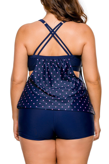 Layered-Style Cross Back Tankini with Triangular Briefs