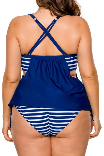 Layered-Style Cross Back Tankini with Triangular Briefs