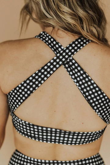 BLACK CHECK BIKINI SET