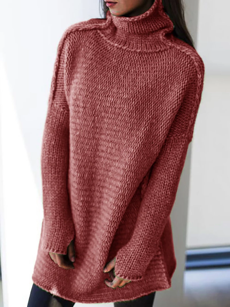 TURTLENECK KNITTED LONG SLEEVE SWEATERS PLUS SIZE PULLOVERS JUMPERS