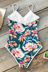 Full Blossom V-neck One-piece Swimsuit