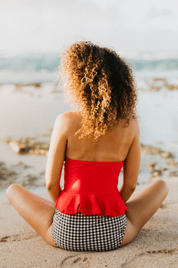 Burnt Red Peplum Tankini Set