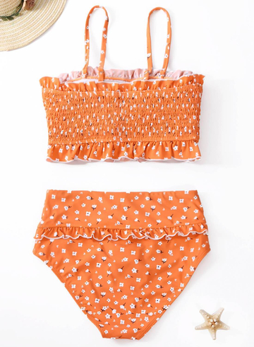 PERMANENT PLEATING HIGH WAISTED BIKINI SET