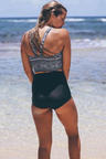 Ethnic High Waist High Neck Crop Tank Bikini Swimsuit