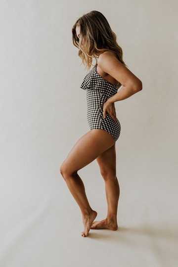 PLAID RUFFLE ONE-PIECE SWIMSUIT