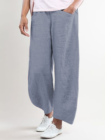 Women Pockets Shift Casual Capri Pants