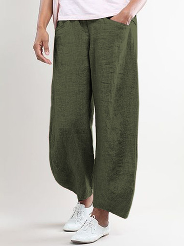 Women Pockets Shift Casual Capri Pants