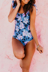 THE RUFFLE SCOOP ONE PIECE IN BLUE PAINTED FLORAL