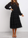 Polka Dot Prient Ruffled Midi Dress