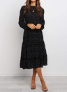 Polka Dot Prient Ruffled Midi Dress