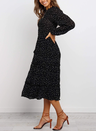 Polka Dot Prient Ruffled Midi Dress