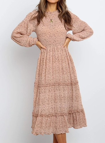 Polka Dot Print Ruffled Midi Dress