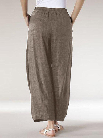 Vintage Elastic Waist Wide Legs Loose Pants