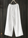 Wide Leg Solid Color Loose Elastic Waist Casual Pants