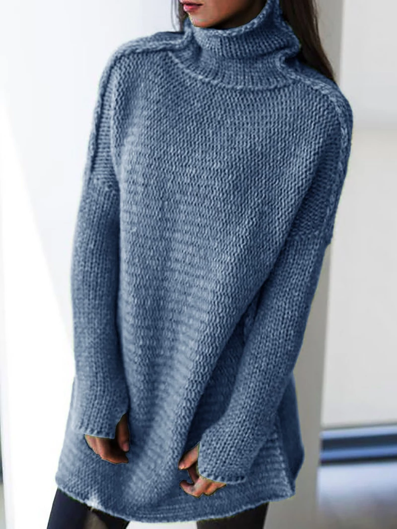 TURTLENECK KNITTED LONG SLEEVE SWEATERS PLUS SIZE PULLOVERS JUMPERS