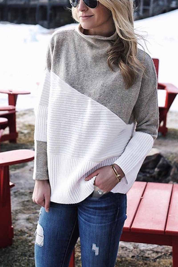 Loose Round Contrast Sweater