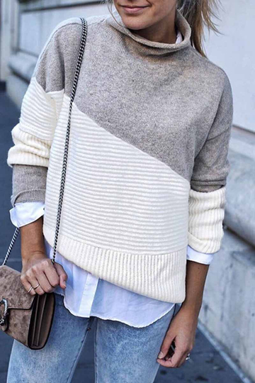 Loose Round Contrast Sweater