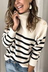 Button Design Striped Sweater