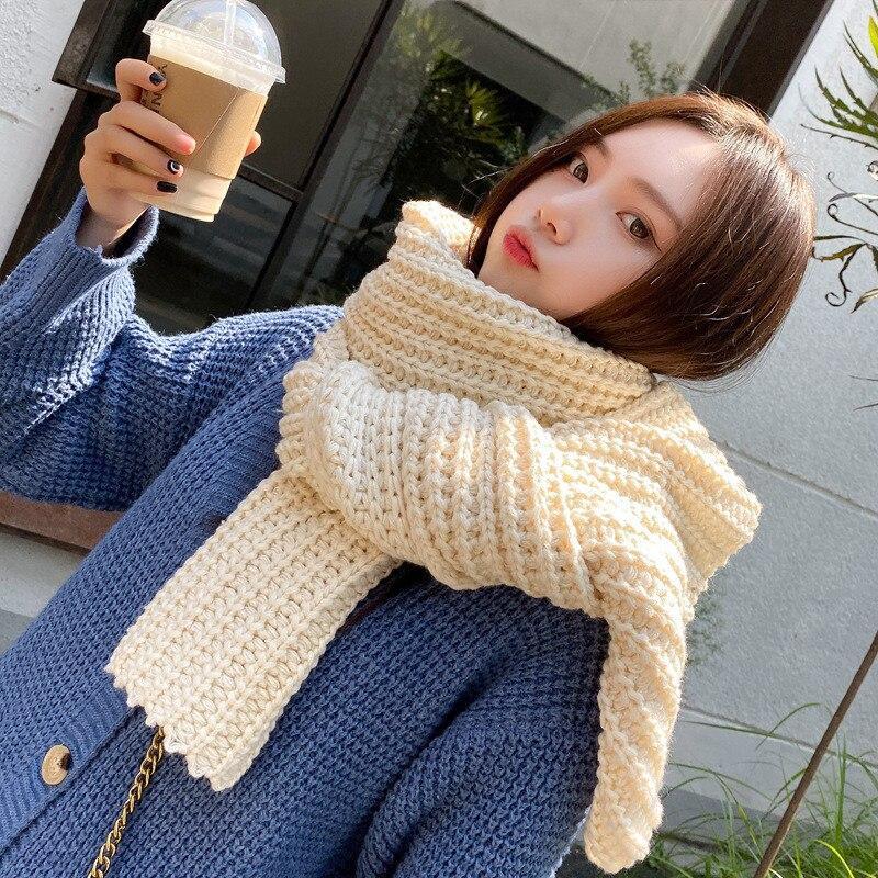 Winter Thick Warm Knitted Khaki Kadies Scarves Korean Yellow Female Knitting Scarf