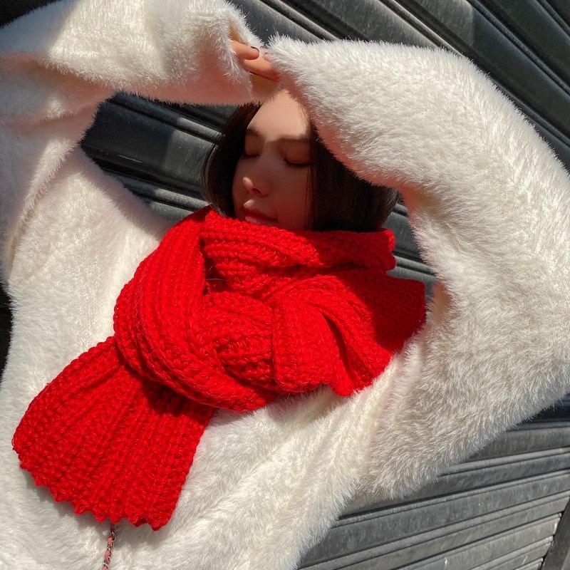 Winter Thick Warm Knitted Khaki Kadies Scarves Korean Yellow Female Knitting Scarf