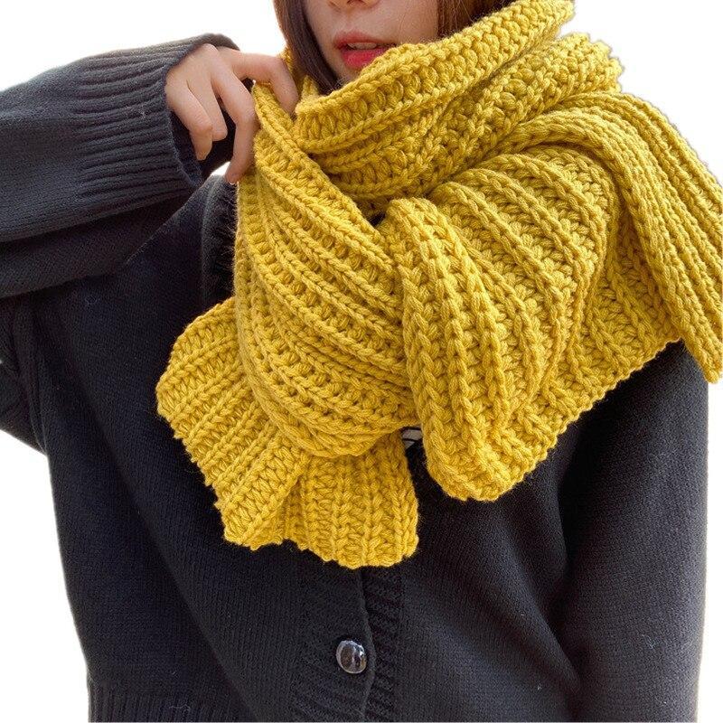 Winter Thick Warm Knitted Khaki Kadies Scarves Korean Yellow Female Knitting Scarf