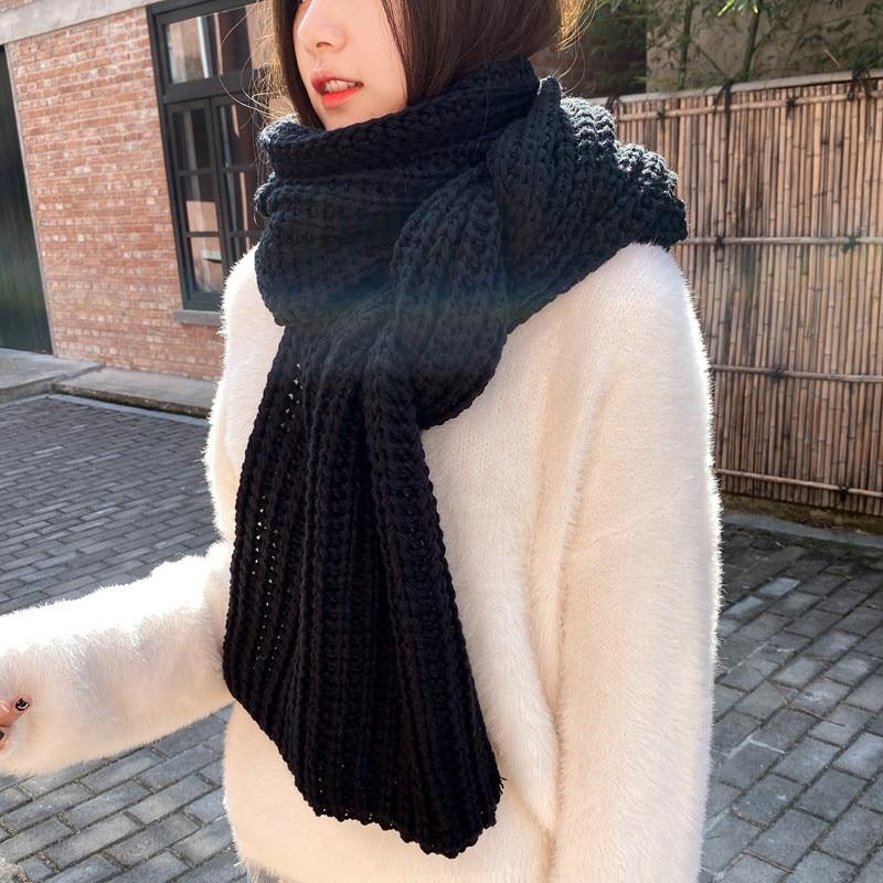 Winter Thick Warm Knitted Khaki Kadies Scarves Korean Yellow Female Knitting Scarf