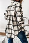 Gingham Lampel Long Sleeve Outerwear