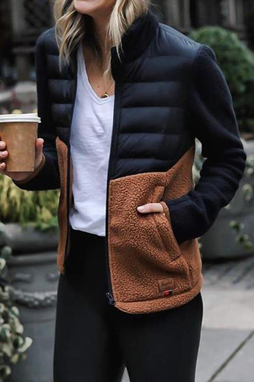 Patchwork Contrast Color Down Jacket