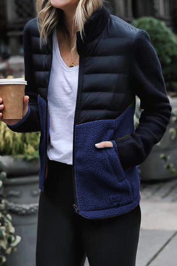 Patchwork Contrast Color Down Jacket